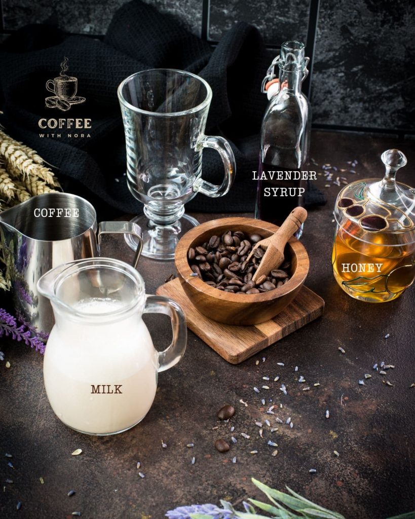 Four simple ingredients are required for making a delicious honey lavender latte.