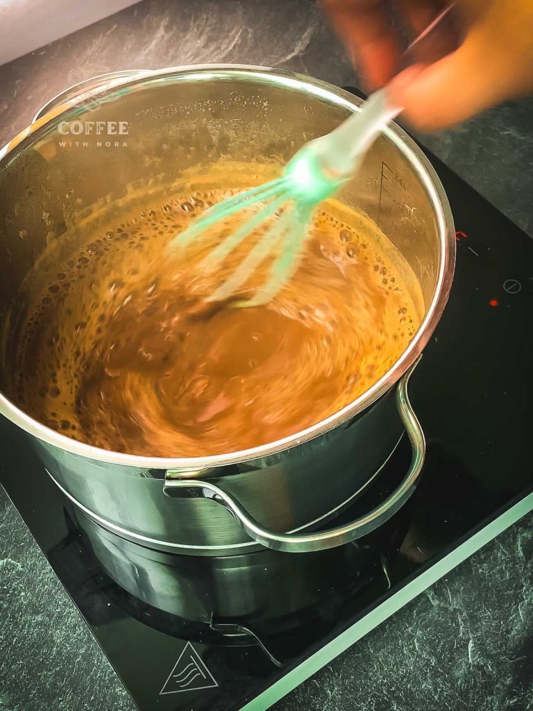 Whisk the caramel and the milk until well combined.