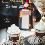 Gorgeous medieval coffee glass filled with delicious spiced Christmas coffee and topped with sweetened whipped cream.