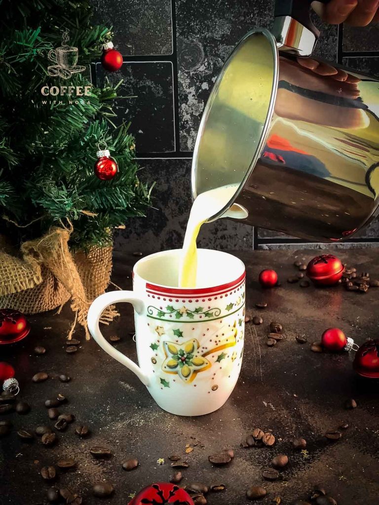 Fill your coffee up with an eggnog milk mixture.