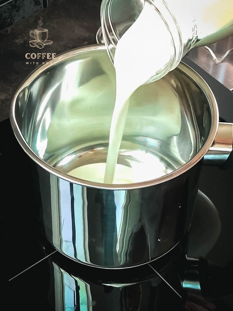 Pour the heavy cream into a saucepan.