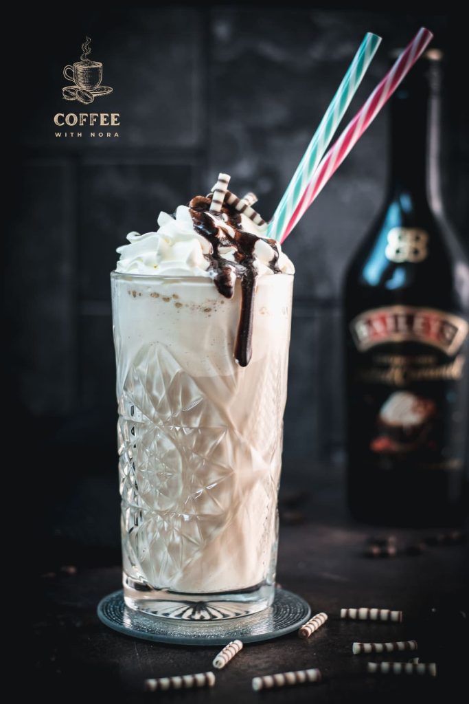 Scrumptious Baileys Salted Caramel Whipped Cream as a topping for a delicious Baileys Iced Coffee.