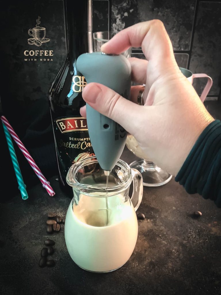 Froth the milk Baileys combo.