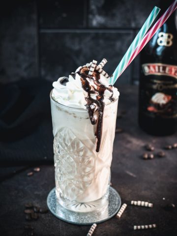 Baileys Iced Coffee topped with scrumptious Baileys whipped cream.