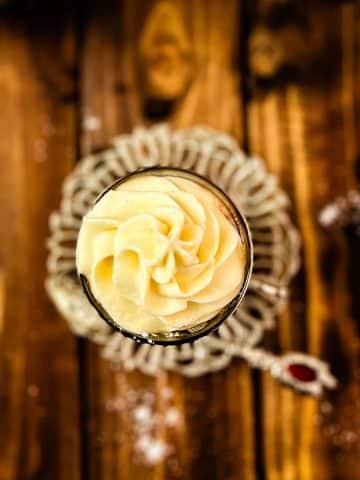 Gorgeous espresso whipped cream from a bird's eye view. The delicious texture also makes the espresso whipped cream a feast for the eyes!