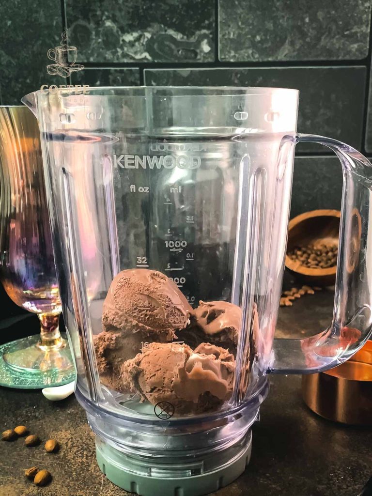 Add the chocolate ice cream to the mug.