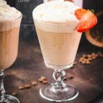 Delicious strawberry iced coffee in beautiful serving glasses.