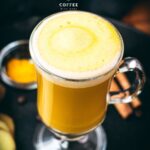 Gorgeous golden turmeric milk coffee. Made with homemade turmeric milk.