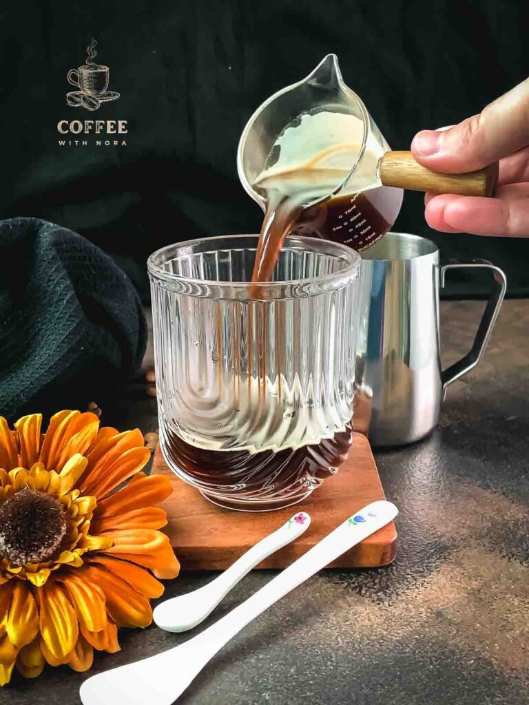 Add the espresso to the serving glass.